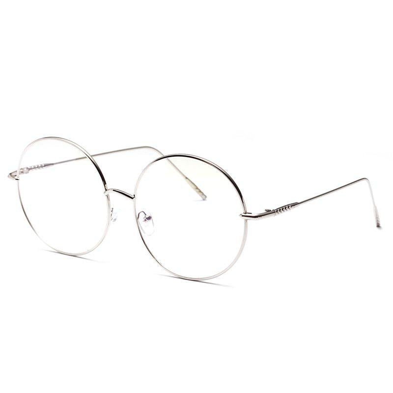 Oversized Round Glasses Frame Women Men Fashion Transparent Glasses Unisex Metal Spectacle Optical E