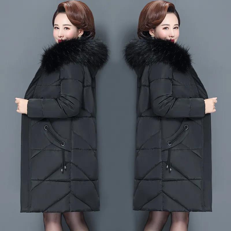 XL-6XL Women's Winter Long Cotton Coats Solid Color Oversized Warm Wadded Jacket Loose Casual Thickened Down Jacket