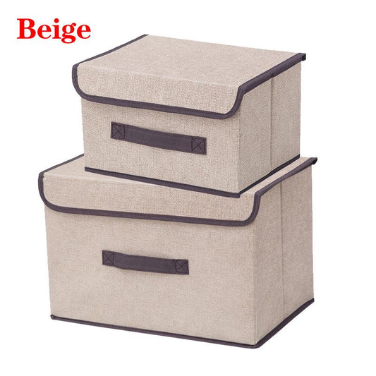 Fabric Household Double Cover Storage Box Organizer Box Basket Cotton Linen Container