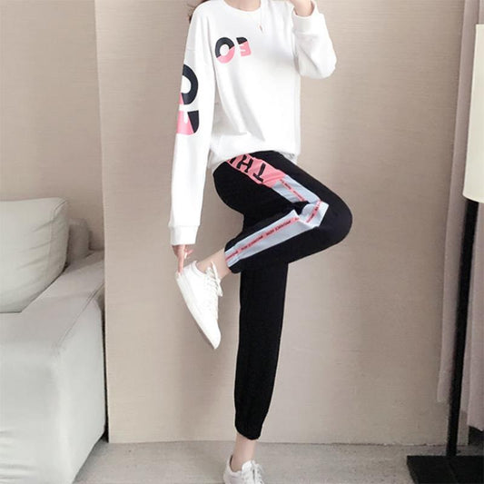 Fashion Sports and Leisure Suits Women's Features Loose and Thin Fashion Trend Western Style Two-piece Women's Spring and Autumn Tide Brand