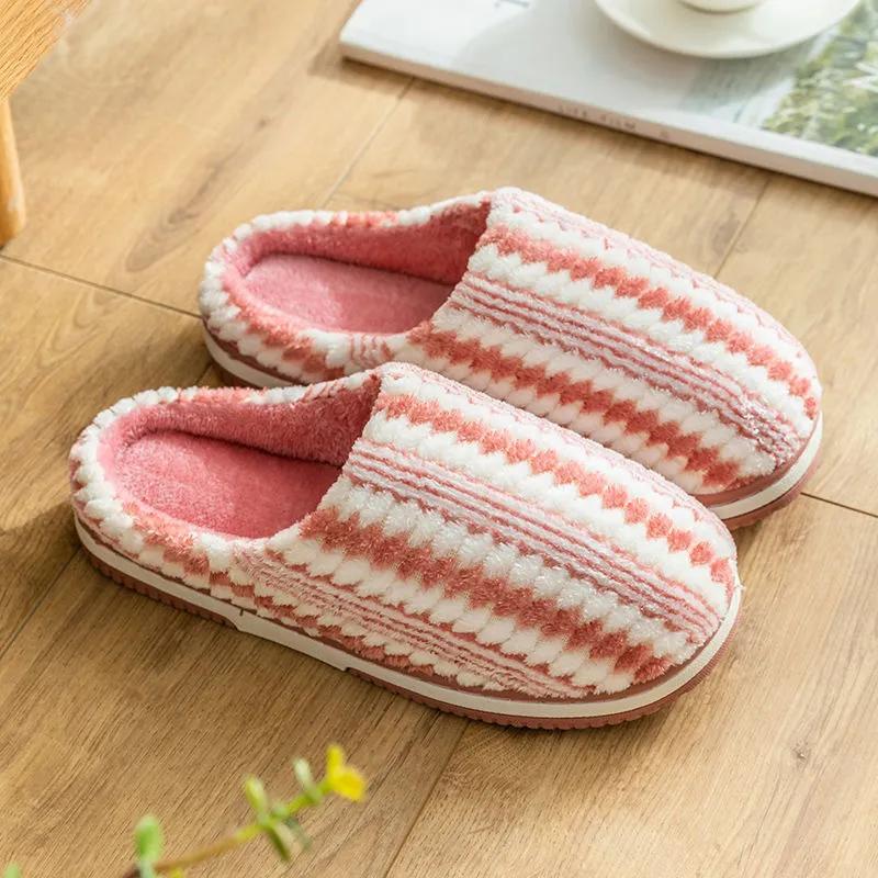 Plat Slippers Women Home Non Fall Slip Winter Thick Warm Slides Plus Size Mens Slippers Casual Cotton Shoes