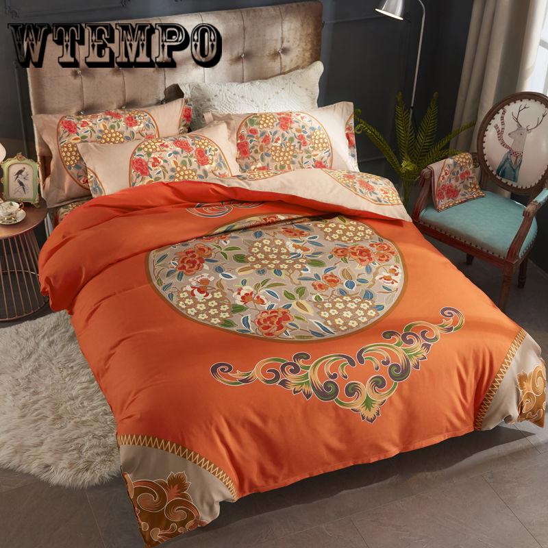 Luxury 3pcs Bedclothes Bedding Set Bedlinen Peony Print Bedding Sets Duvet/Quilt Cover Set