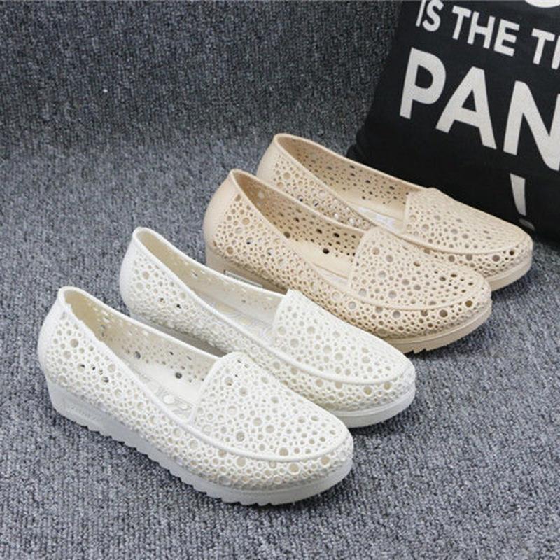 Nurse Shoes Slope Heel Hole Shoes Non-slip Shoes for Pregnant Women Mother Shoes Plastic Sandals Women's White