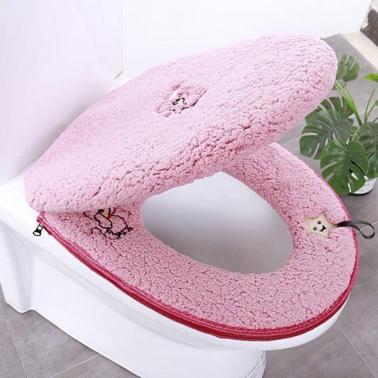 Toilet Mat Household Two-piece Chain Soft Plush Washable Thick Fashion Suit Four Seasons Universal Toilet Cover