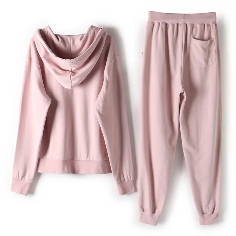 Casual Sports Running Suit Women Autumn Loose Sweater Jacket Trousers Two-piece Suit