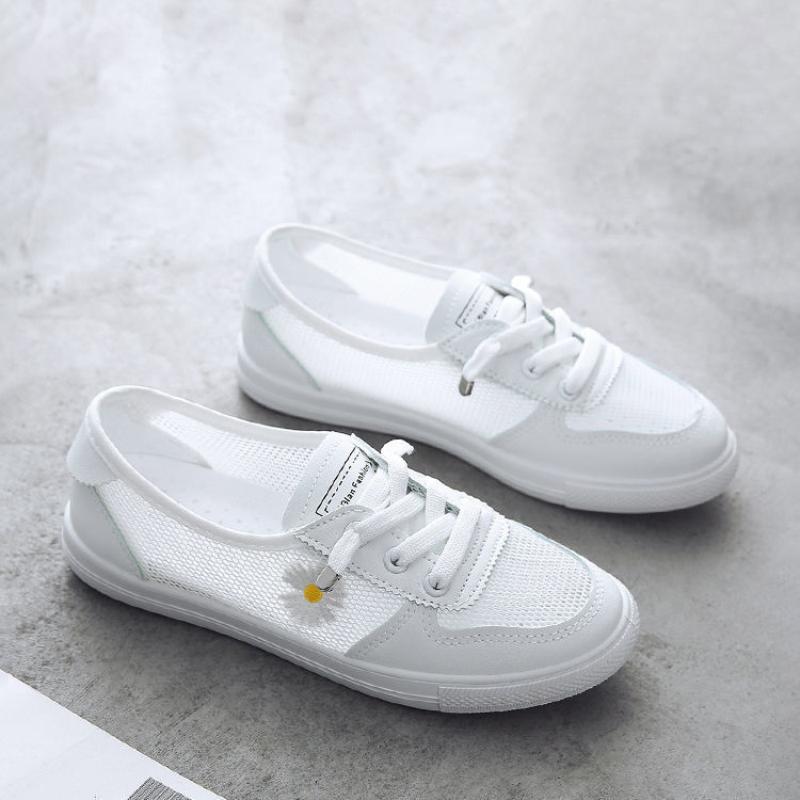 2021 New Spring Summer All-match Mesh Breathable Sneakers All-match Casual White Shoes Lazy Shoes Tide