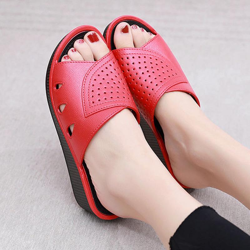 Slippers Women's Summer Outer Wear Thick Bottom High Heels Home Non-slip Bathroom Soft Bottom Wedge Heel Ladies Slippers