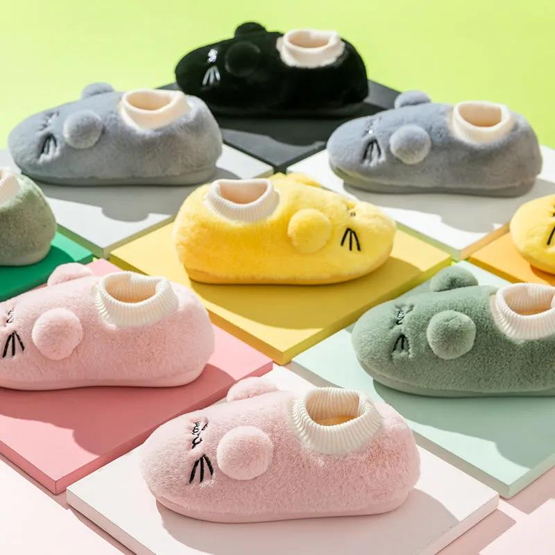 Autumn and Winter Cotton Slippers Cute Cat Design Cotton Slippers, Indoor Warmth Leisure and Entertainment, Flat Cotton Shoes