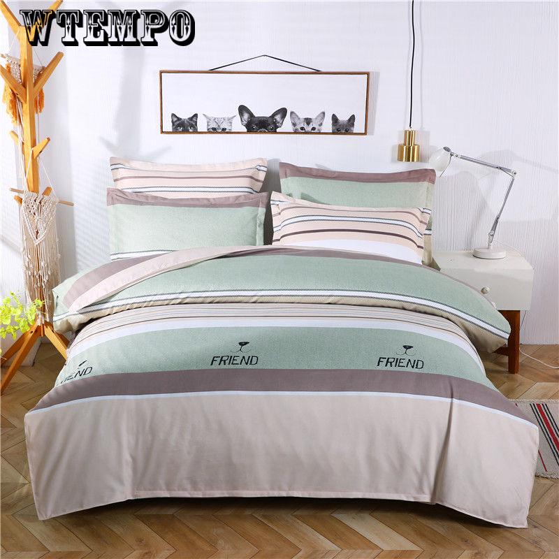 Bedclothes Simple Fashion Geometric Stripes Bed Sheet Duvet Cover Sets 4pcs Bedding Set