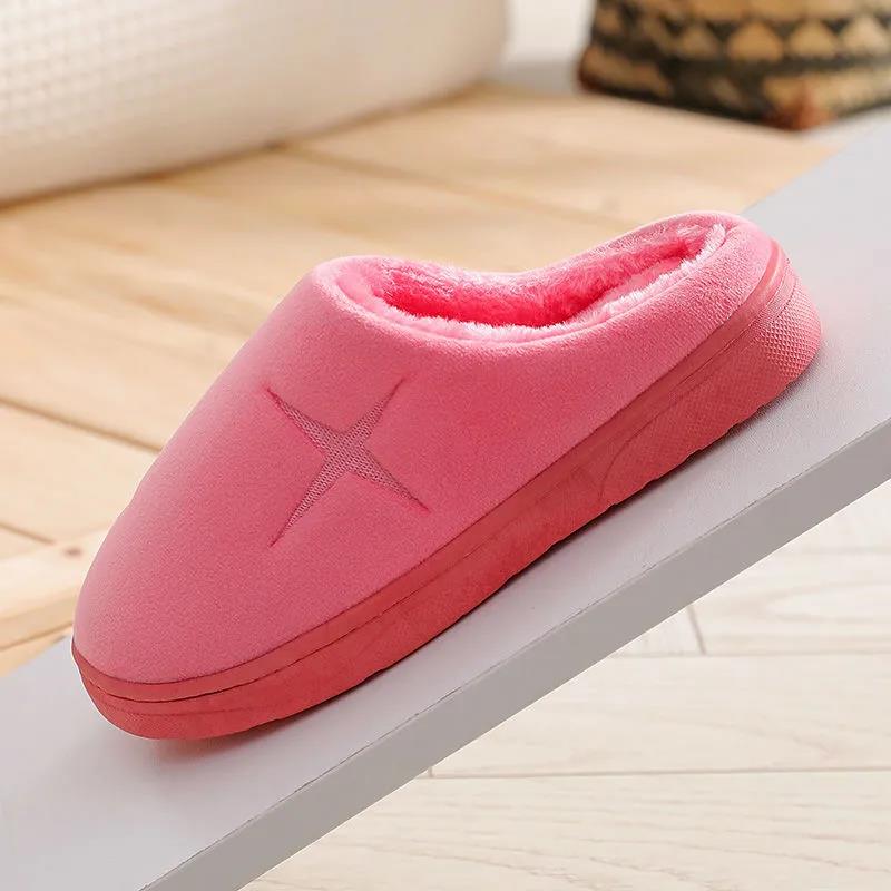 Women's Winter Couple Home Cotton Slippers Thick-soled Non-slip Warmth Month Shoes Indoor Wool Slippers