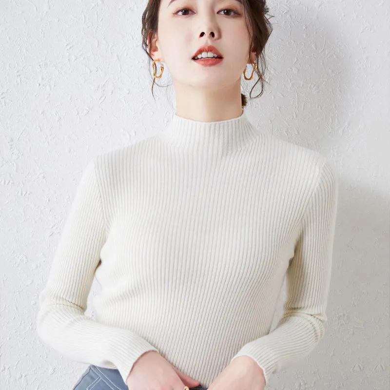 Winter Sweater Women Turtleneck Pullover Sweaters Solid Long Sleeve Slim Basic Tops Lady Knitted Jumper