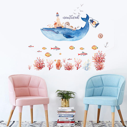 Living room TV wall background wall stickers Cute Dolphin stickers