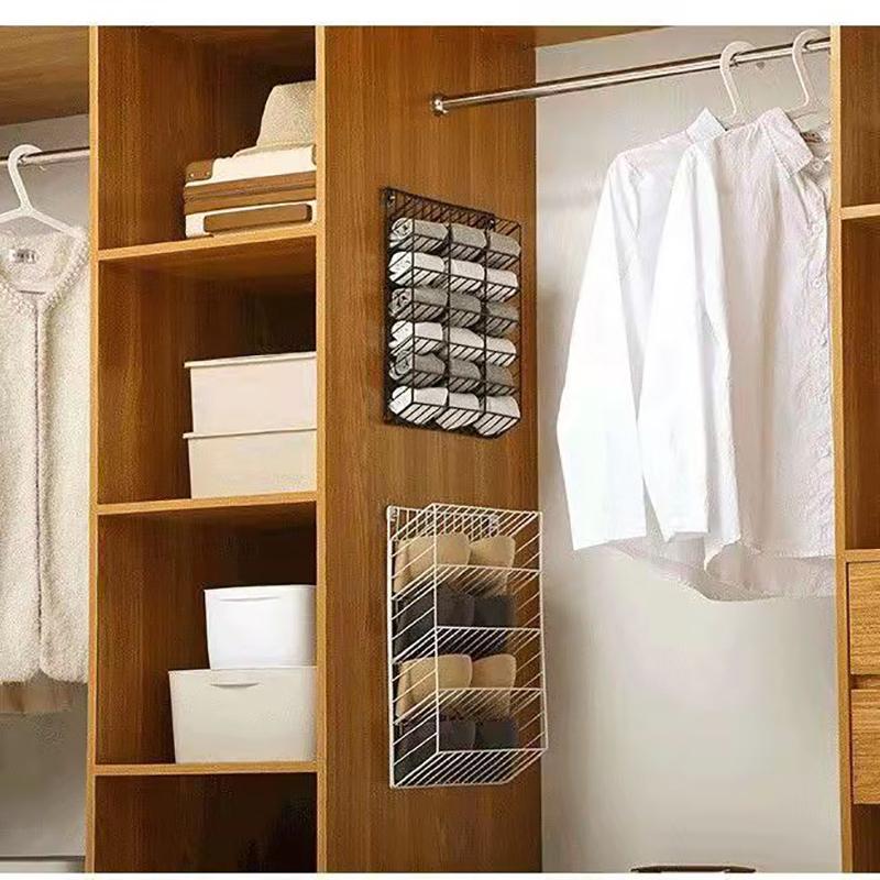 18 Grid Home Wardrobe Hanging Rack Socks Underwear Storage Shelf Wall Hanging Free Perforated Storage Lattice Dormitory Clothes Storage Box