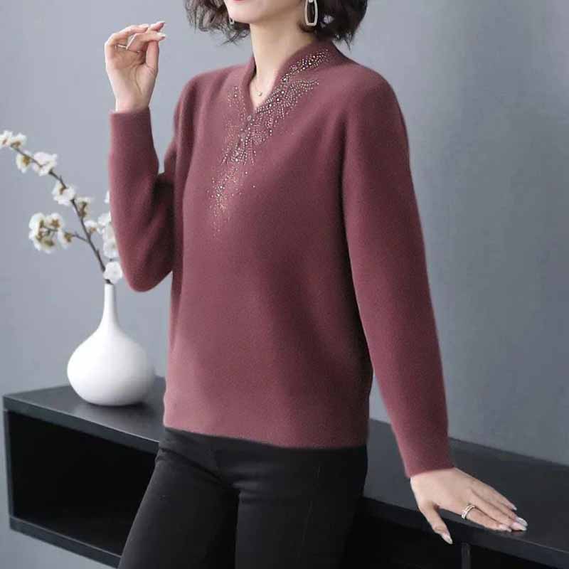 Plus Velvet Bottoming Shirt Women Autumn and Winter Models Double-sided German Velvet Mother Wear All-match Long-sleeved T-shirt Women