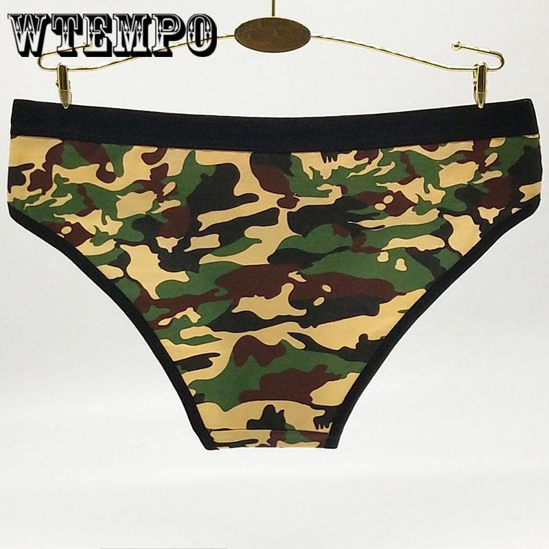 WTEMPO 6 Pcs/Lot  Sexy Panties Briefs Cotton Woman Underwear Ladies Knickers Low-Waist Camouflage