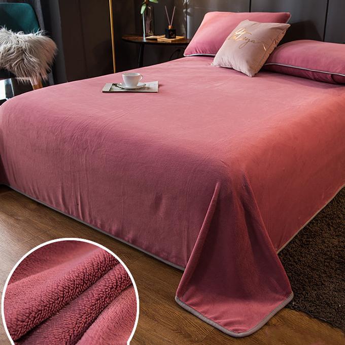 Winter Coral Velvet Sheet Single Piece Plus Velvet Thickening Warm Coral Velvet Crystal Velvet Sheet Bedding Three-piece Set and Two Pillowcases