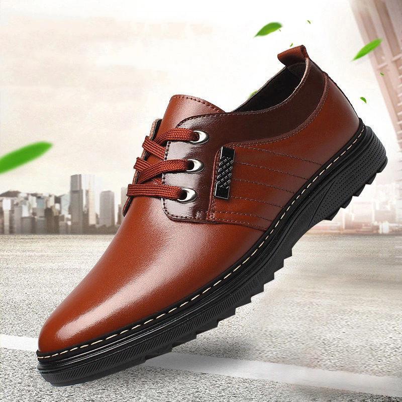 Men's Breathable Leather Shoes Korean Version of The Increase In The Young British Pointed Business Suits Men's Leather Shoes