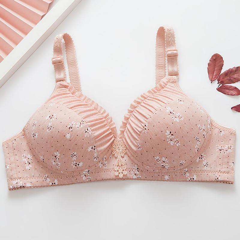 Thin Section Without Steel Ring Underwear Gather Sexy Printing Comfortable Breathable Bra Small Chest Printing Pattern Bra Women