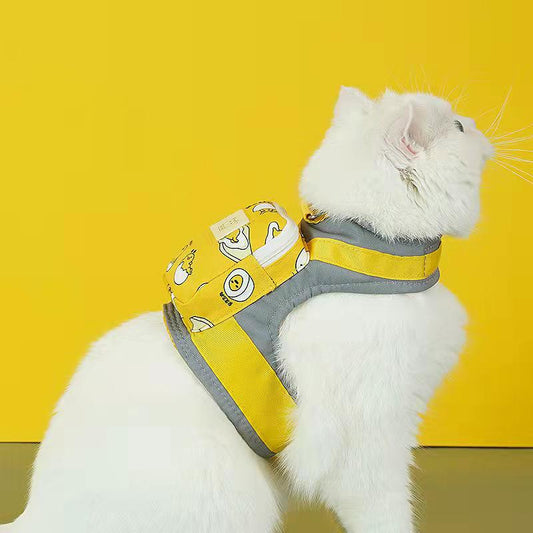 Japanese Style Cute Cat Harness Pet Leash with A Tiny Backpack 4 Patterns Are Available