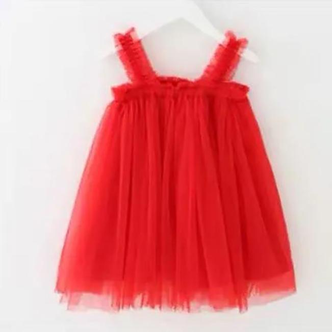 Children Dress Spring Summer Sling Kids Clothing  Baby Girls Clothing Yarn Sleeveless Dress Girl