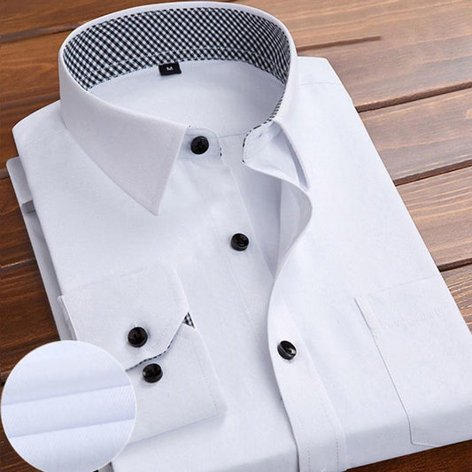 Men's Long-sleeved Spring, Summer and Autumn Shirts, Business Casual Loose Professional White Shirts, Tooling Long-sleeved Shirts