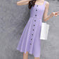 Purple Strap Dress Women Summer Dress Sexy Off-shoulder Large Size Dress Mid-length Party Beach Dress