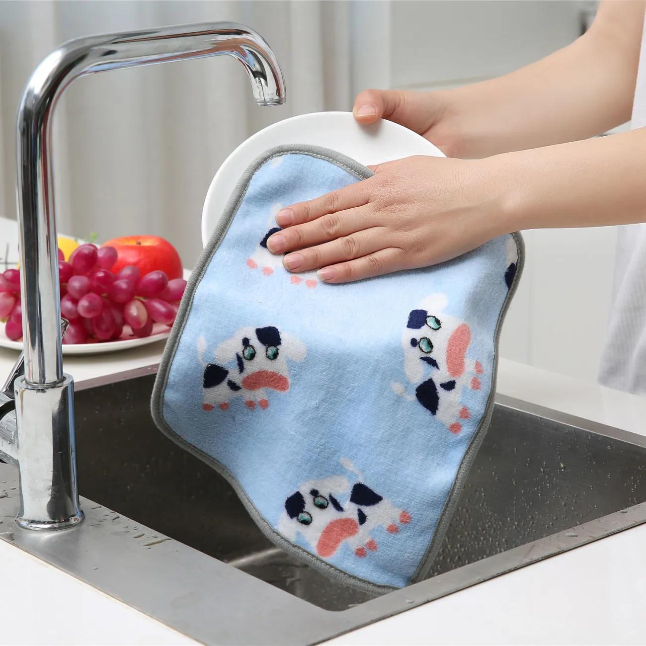 Dish Cloth Decontamination Thickened Dish Towel Kitchen Absorbent Can Be Hung To Wipe Hands and Wipe The Table To Wipe Dishes Scouring Pad