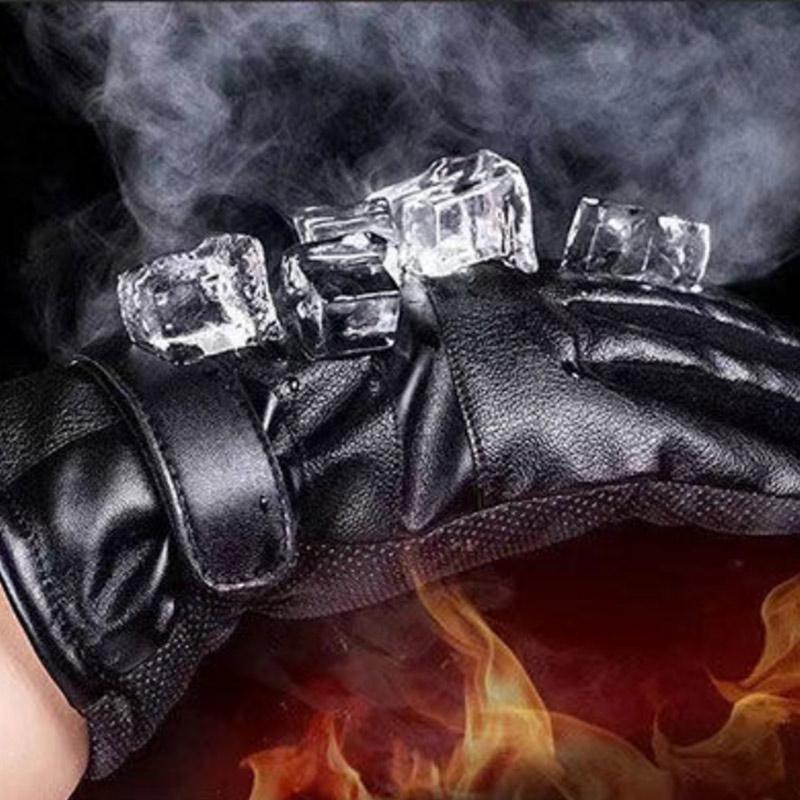 Gloves Men's Winter Plus Velvet Thickened Riding Warm Leather Gloves Men's Waterproof Touch Screen Student Cycling Motorcycle Cotton Gloves Women