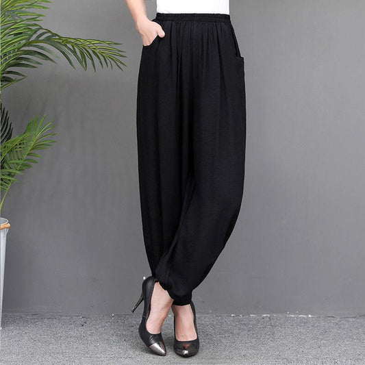 Wide-leg Plus Size Bloomers Spring and Summer Casual Pants Middle-aged and Elderly High-waist Anti-mosquito Loose Trousers