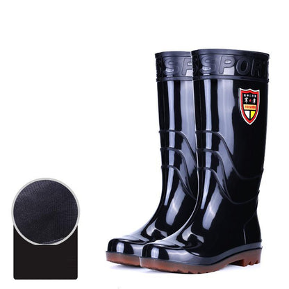 Wear Resistant Rubber Band Bottom Rain Shoes Men's Acid and Alkali Resistant High Cylinder Thickened Rain Boots Anti-skid Car Washing