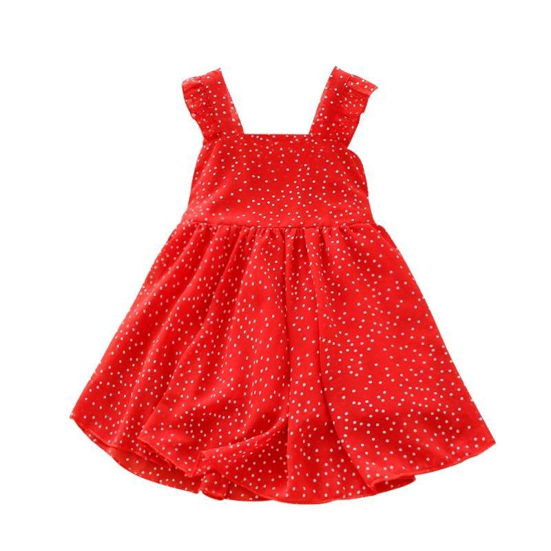 Toddler Child Baby Girls' Polka Dot Printing Suspender Ruffle Sleeveless Princess Dress