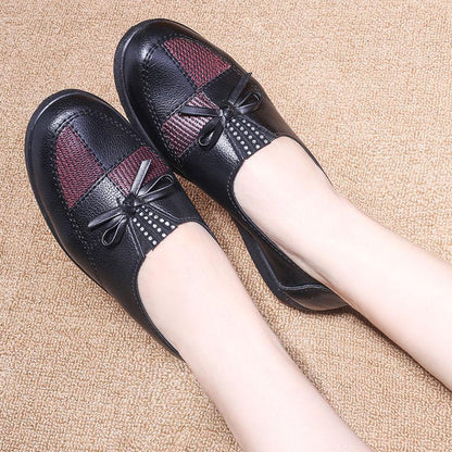 Women's Ladies Female Woman Mother Shoes Flats Genuine Leather Loafers Mixed Colorful Non Slip on Plus Size 35-41