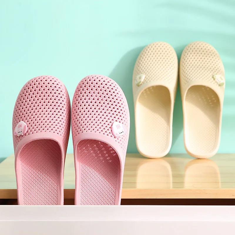 Women Slippers In Summer Flat Bottom Indoor Home Bathroom Non-slip Soft Sole Flat Cool Slippers