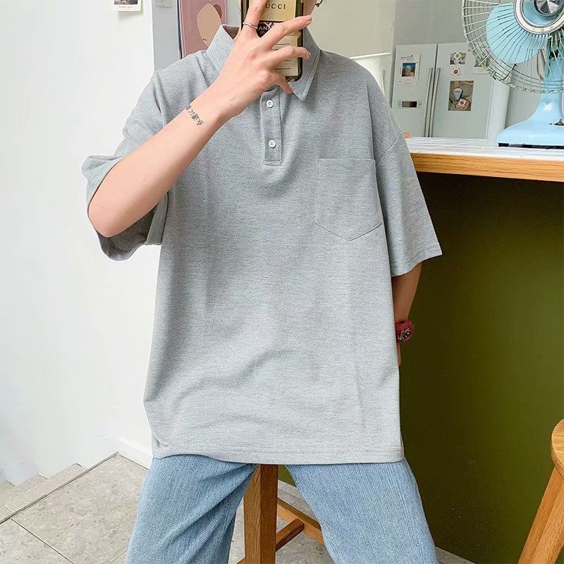 Men's Short-sleeved T-shirt Summer New Fake Two-piece    Shirt Trendy Casual Loose All-match Clothes