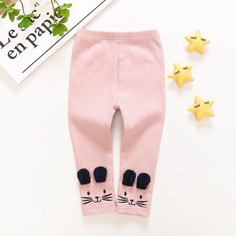 Girls' Leggings Children's Spring and Autumn Thin Ear Cat Korean Cropped Trousers Stretch Pants Baby Outer Wear and Inner Wear