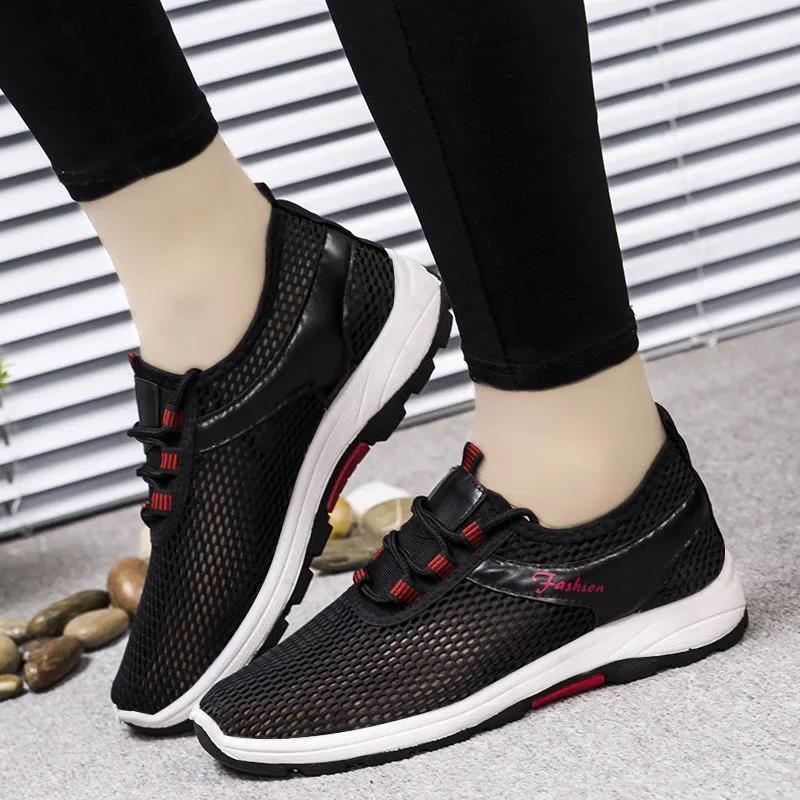 36-44 Women's Spring Large Size Solid Color Breathable Sneakers Men's Lightweight Soft Flat Heel Running Sports Shoes