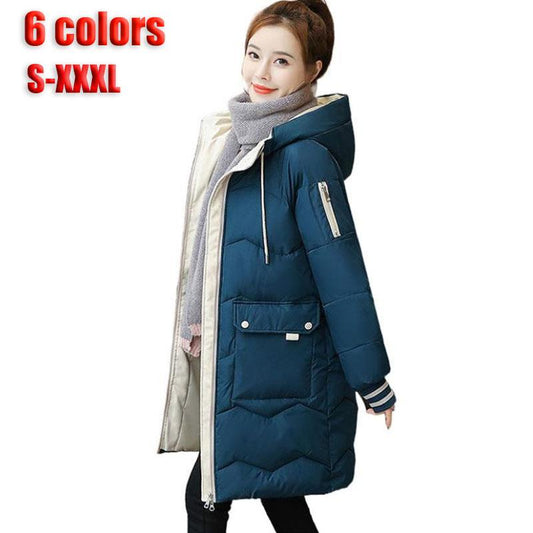 Down Cotton Jacket Winter Thicken Warm Loose Fashion Color Glossy Disposable Stand Collar Mid-length Cotton Jacket Women