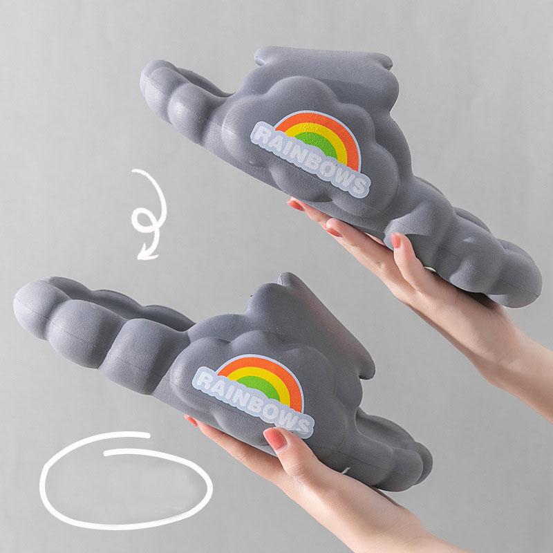 Slippers Women Cloud Summer Home Non-slip Couple EVA Thick Bottom Indoor Rainbow Sandals Men Summer Outer Wear