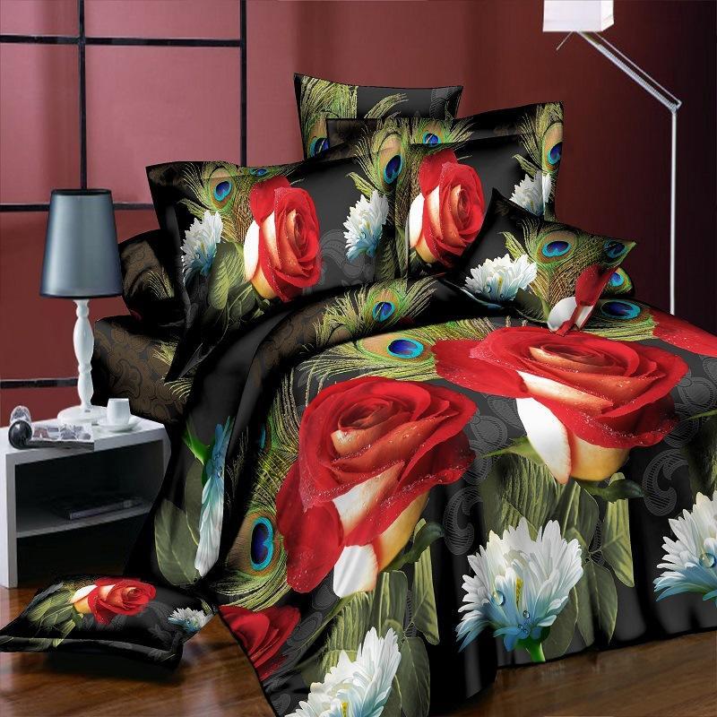 Duvet Cover Set 3D Oil Painting Bed In A Bag 4pcs Bedding Sets Flat Bed Sheet Comforter Duvet