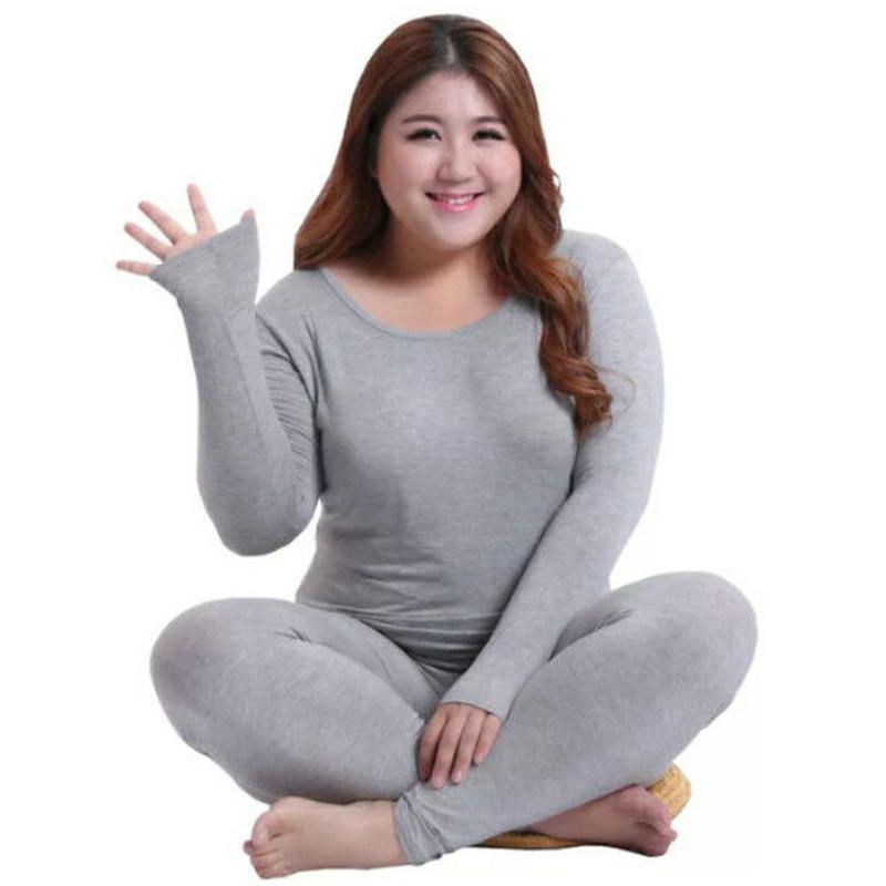 Thermal Underwear Ladies Suit Plus Velvet Plus Bottoming Shirt Qiuyi Long Trousers Thin Extra-large Pajamas