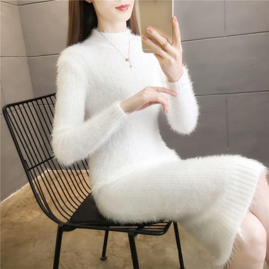 Autumn and Winter Thickened Slim-fit Knit Dress Ultra-long Style with Coat Over-the-knee Base Sweater Dress