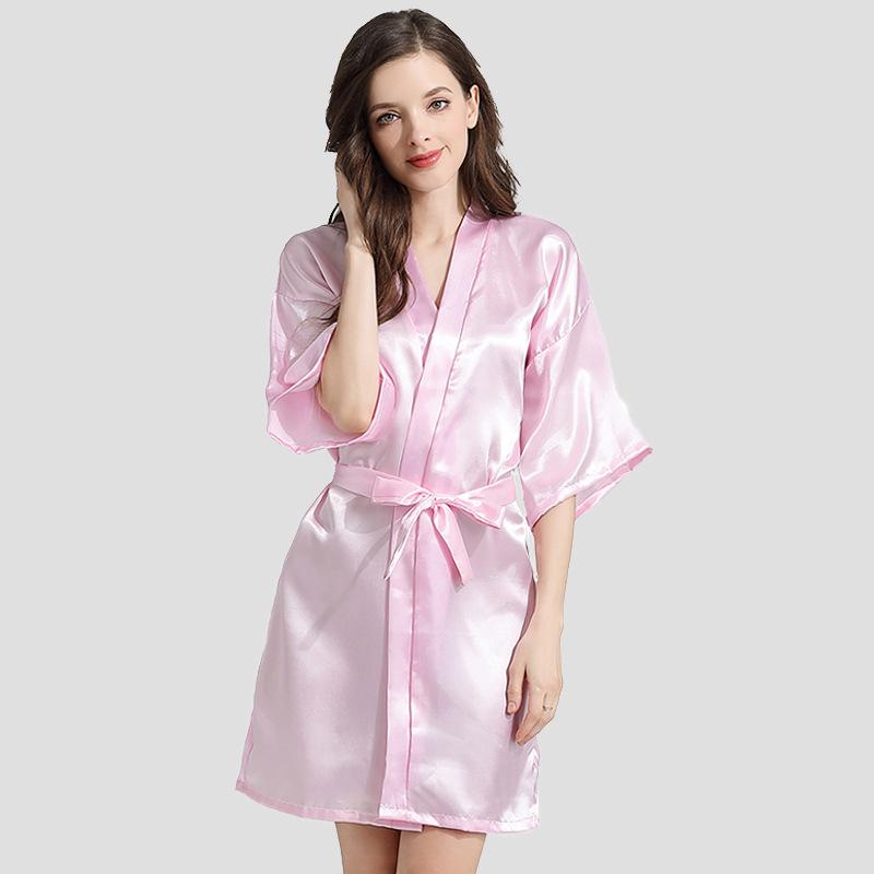 Spring and Autumn Sexy Bathrobe Nightgown Summer Simulation Silk Thin Silk Pajamas