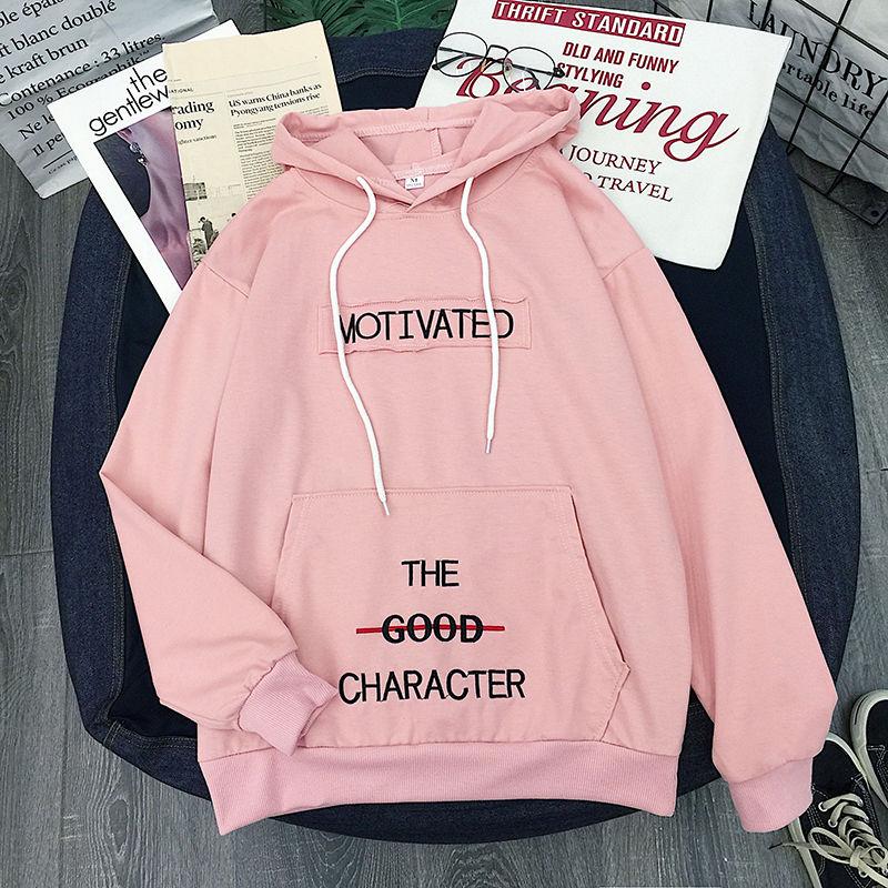 Sweater cotton women's sweatshirt wild large size long sleeve warm hooded tops spring and autumn