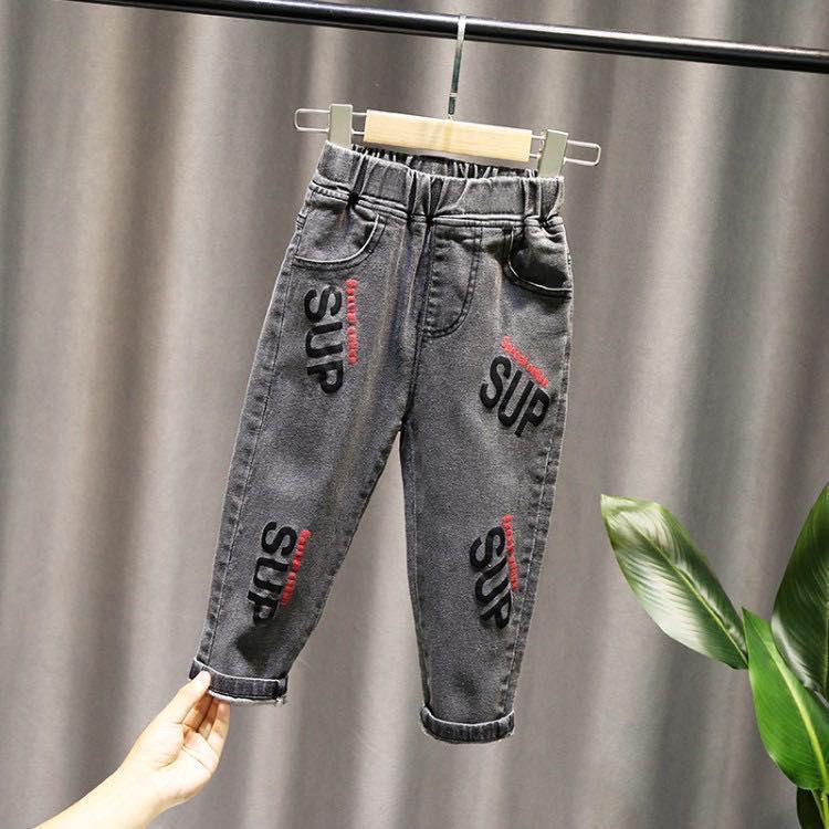 Kids' Pants Summer Jeans Korean Embroidery Print Letter Loose Boys' and Girls' Jeans Pants Pants Casual Pants