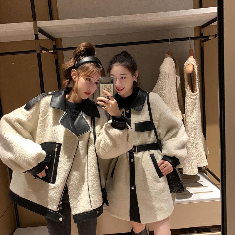 Fashion Lamb Wool Women's Coat Autumn and Winter All-match Korean Style Loose Short Fur One-piece Woolen Coat