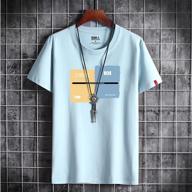 Men's Short-sleeved T-shirt Summer Simple and Versatile T-shirt Summer Student Trend Loose Top