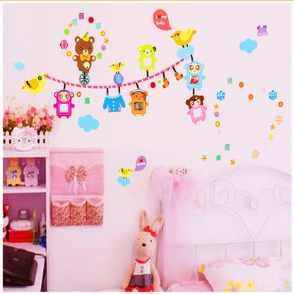 Cartoon bear children photo frame photo creative home bedroom kindergarten classroom wall stickers