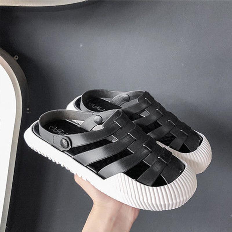 Non-open-toed Sandals Women Roman Non-slip Soft-soled Beach Sandals and Slippers Two Wear One Pedal Sandals