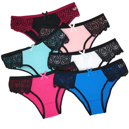 WTEMPO Panties 6pcs/Set Ladies Underwear Low Waist Cotton Panties Sexy Lace Seamless Briefs