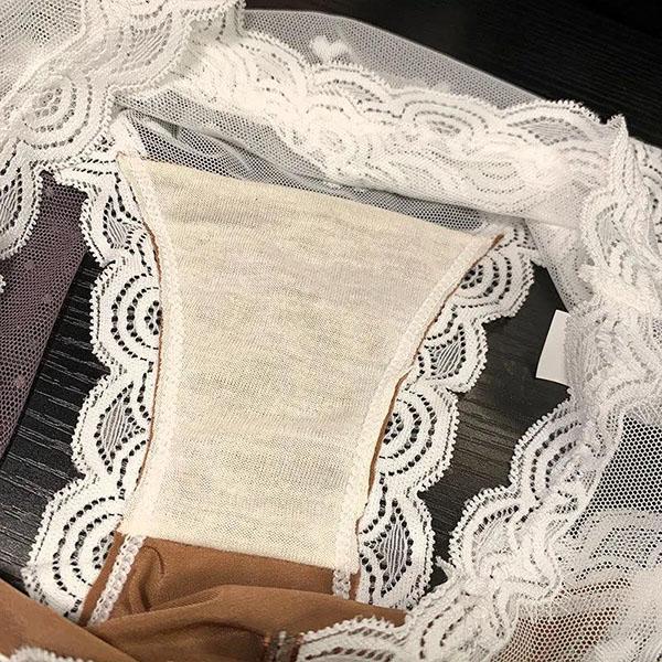 4Pcs/Set Low Waist Color Matching Seamless Lace Cotton Underpants Women's All-match Large Size Causal Soft Briefs